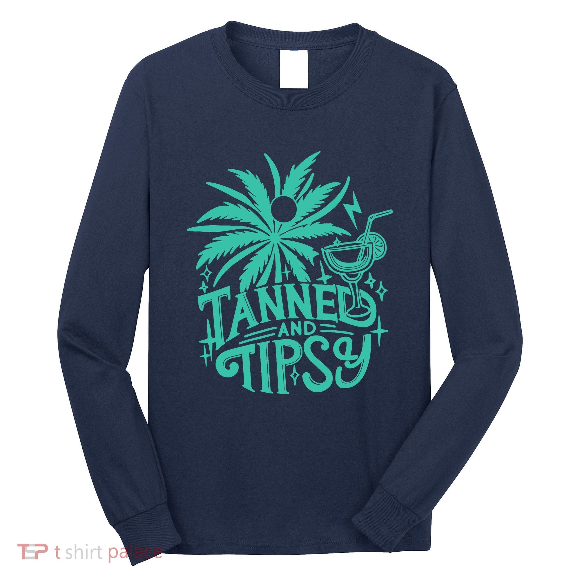 Retro Tanned And Tipsy Beach Summer Vacation Funny Long Sleeve Shirt