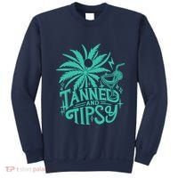 Retro Tanned And Tipsy Beach Summer Vacation Funny Sweatshirt thumb 0