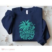 Retro Tanned And Tipsy Beach Summer Vacation Funny Sweatshirt thumb 2