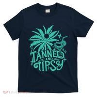 Retro Tanned And Tipsy Beach Summer Vacation Funny T-Shirt thumb 0