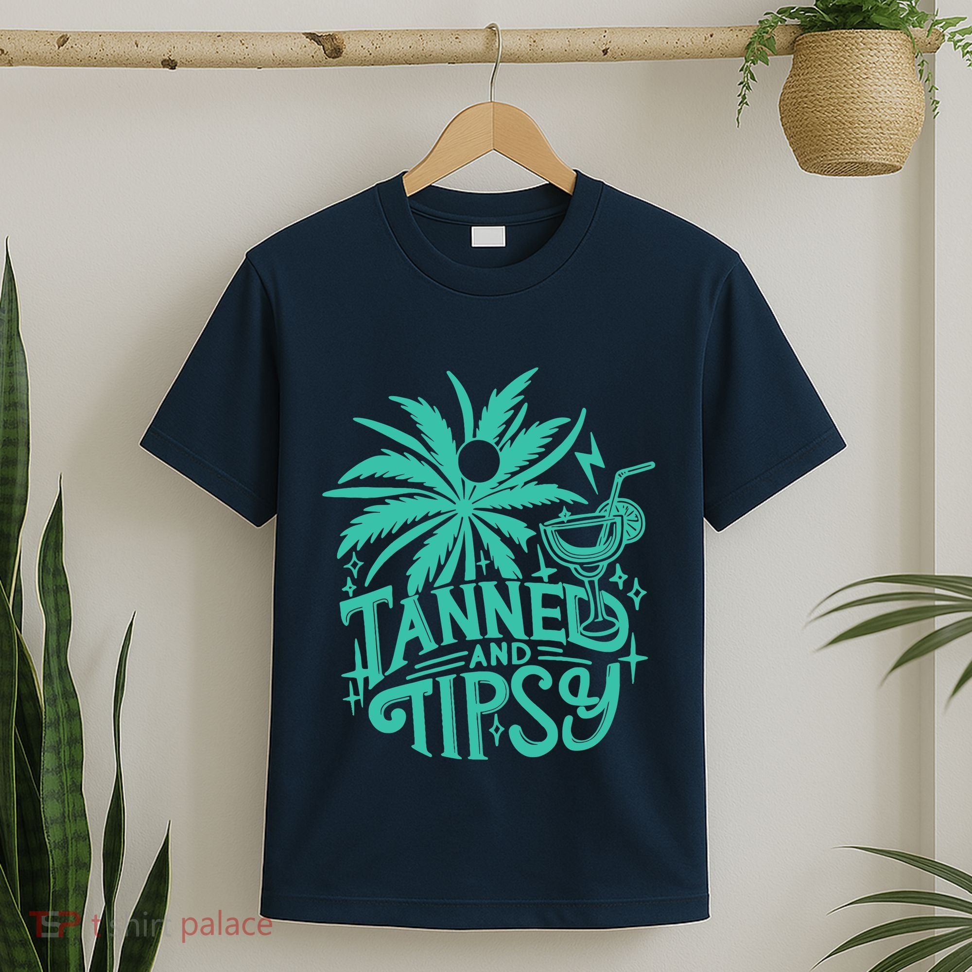 Retro Tanned And Tipsy Beach Summer Vacation Funny T-Shirt