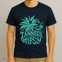 Retro Tanned And Tipsy Beach Summer Vacation Funny T-Shirt thumb 3