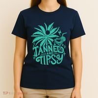 Retro Tanned And Tipsy Beach Summer Vacation Funny T-Shirt thumb 4
