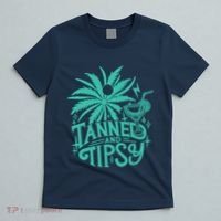 Retro Tanned And Tipsy Beach Summer Vacation Funny T-Shirt thumb 5