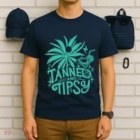Retro Tanned And Tipsy Beach Summer Vacation Funny T-Shirt thumb 6