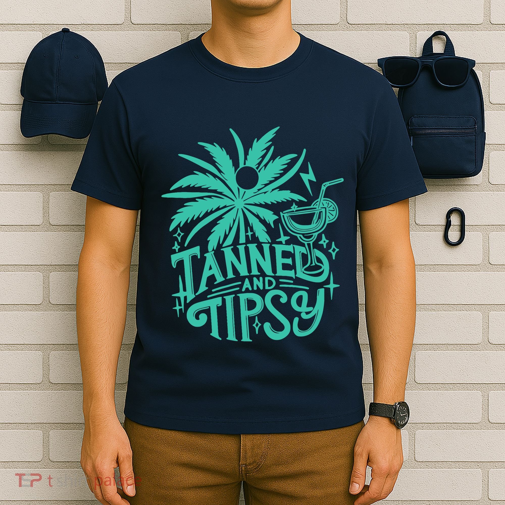 Retro Tanned And Tipsy Beach Summer Vacation Funny T-Shirt