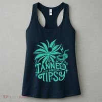 Retro Tanned And Tipsy Beach Summer Vacation Funny Women's Tank Top thumb 3