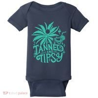 Retro Tanned And Tipsy Beach Summer Vacation Funny Baby Bodysuit thumb 0