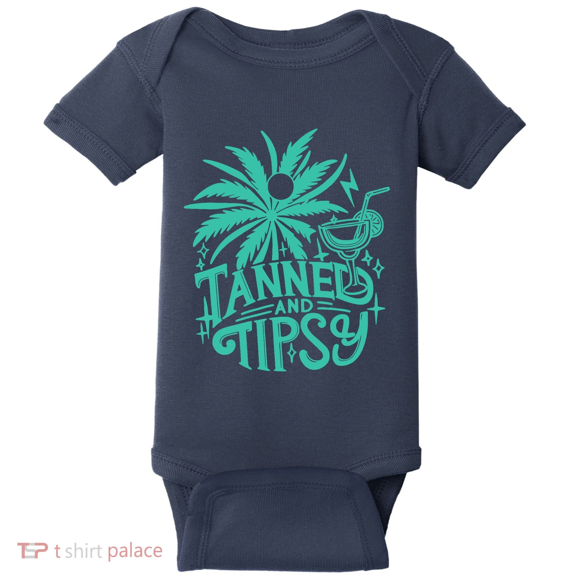Retro Tanned And Tipsy Beach Summer Vacation Funny Baby Bodysuit