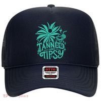 Retro Tanned And Tipsy Beach Summer Vacation Funny Hat thumb 0