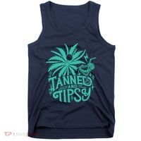 Retro Tanned And Tipsy Beach Summer Vacation Funny Tank Top thumb 0