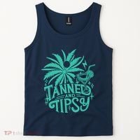 Retro Tanned And Tipsy Beach Summer Vacation Funny Tank Top thumb 2