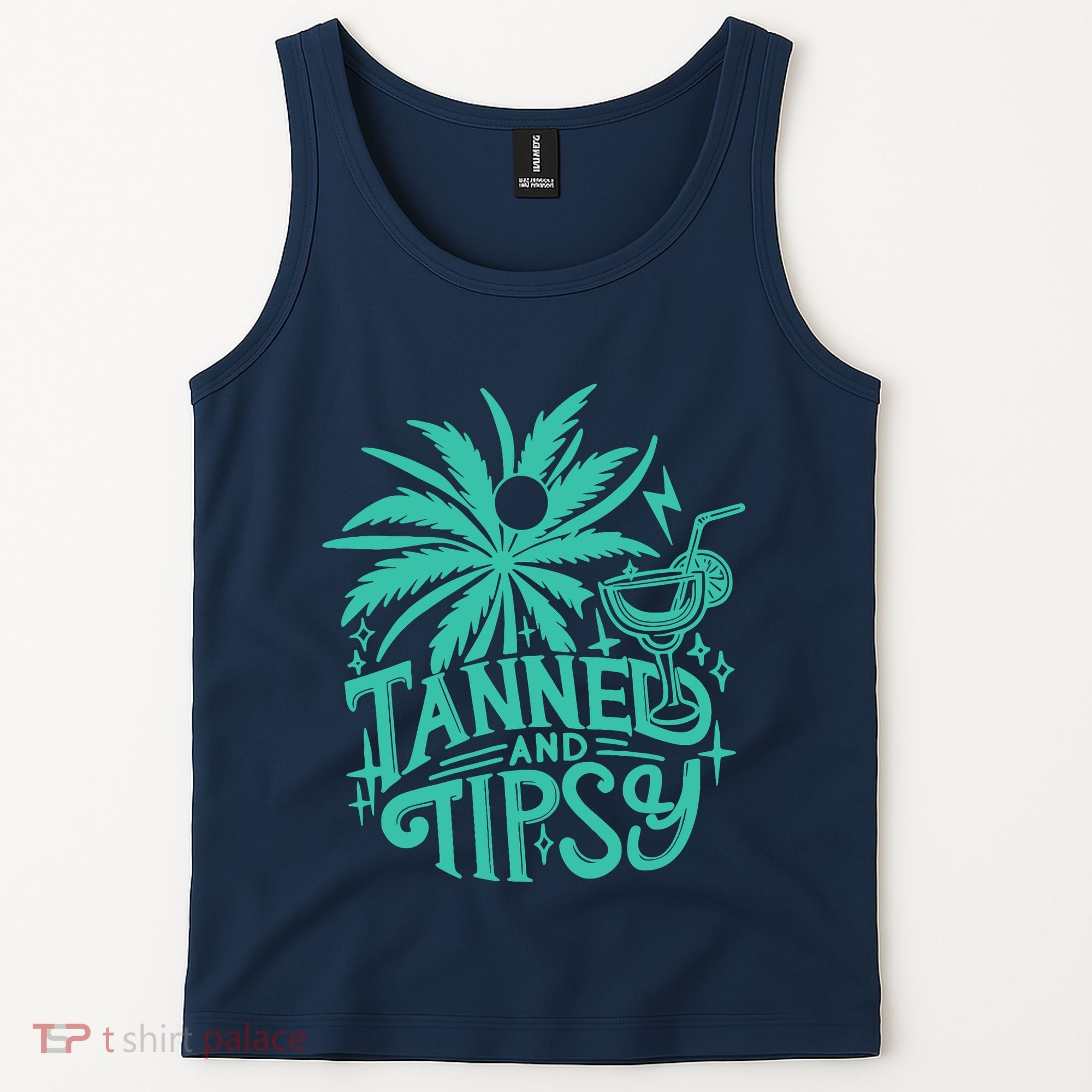 Retro Tanned And Tipsy Beach Summer Vacation Funny Tank Top