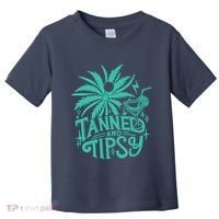 Retro Tanned And Tipsy Beach Summer Vacation Funny Toddler T-Shirt thumb 0