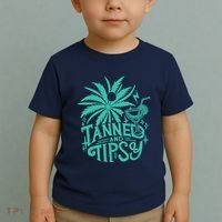 Retro Tanned And Tipsy Beach Summer Vacation Funny Toddler T-Shirt thumb 2