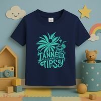 Retro Tanned And Tipsy Beach Summer Vacation Funny Toddler T-Shirt thumb 3