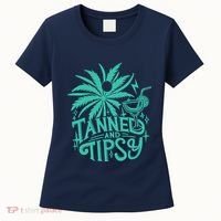 Retro Tanned And Tipsy Beach Summer Vacation Funny Women's T-Shirt thumb 0