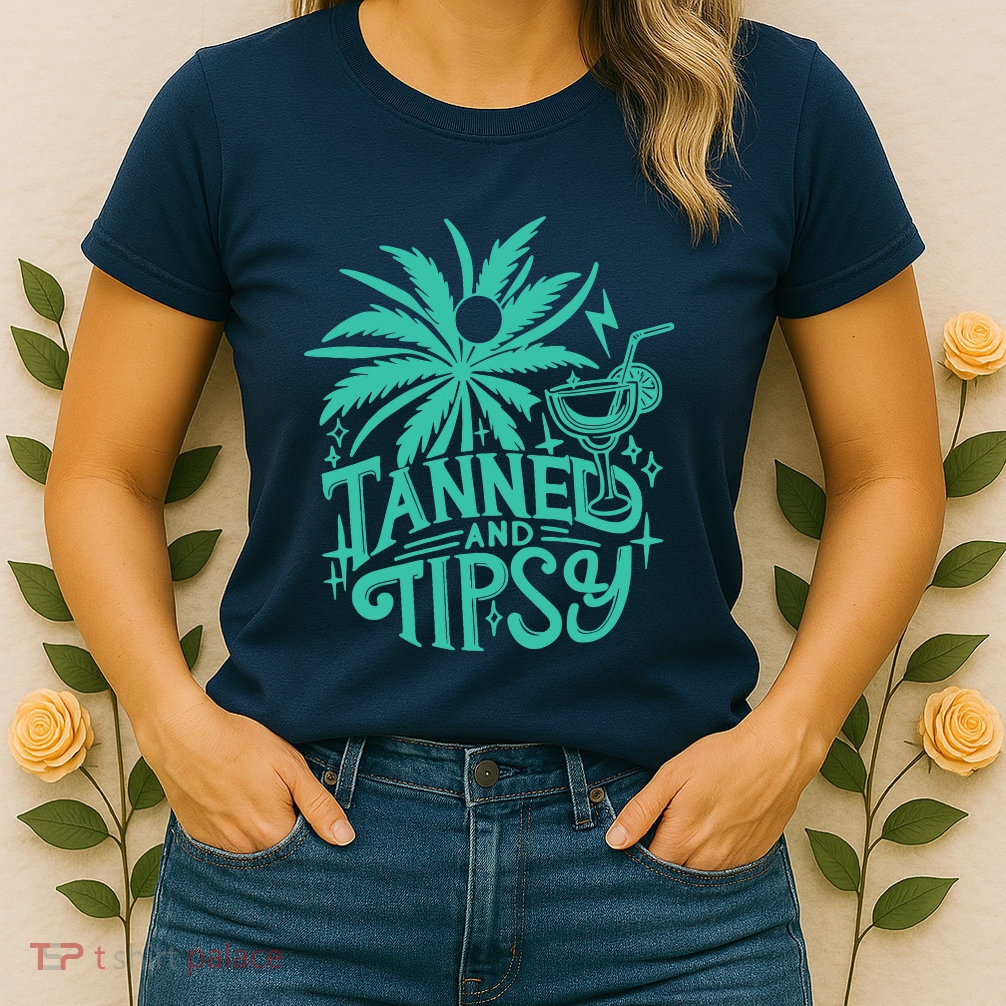 Retro Tanned And Tipsy Beach Summer Vacation Funny Women's T-Shirt