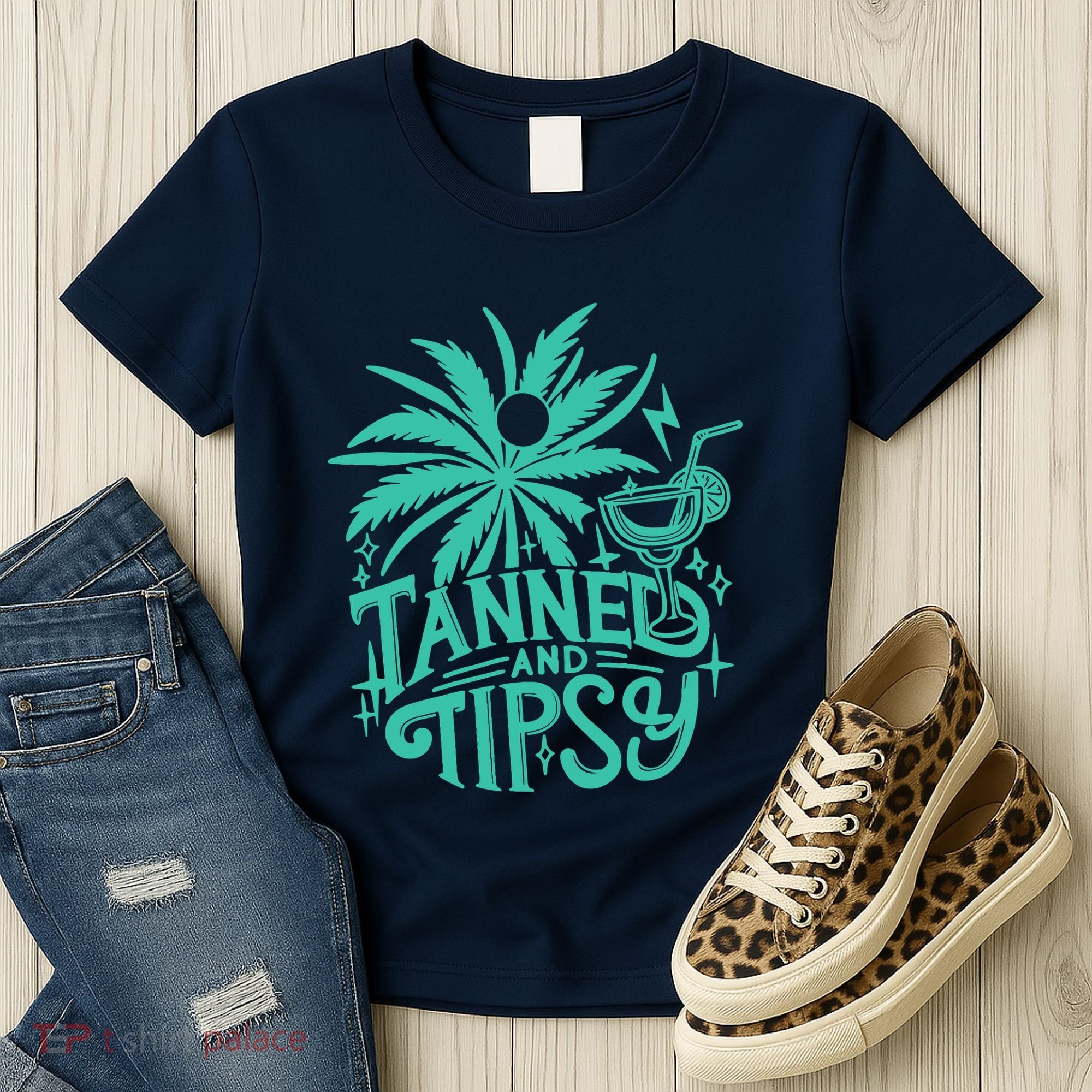 Retro Tanned And Tipsy Beach Summer Vacation Funny Women's T-Shirt
