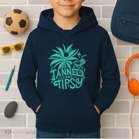 Retro Tanned And Tipsy Beach Summer Vacation Funny Kids Hoodie thumb 2