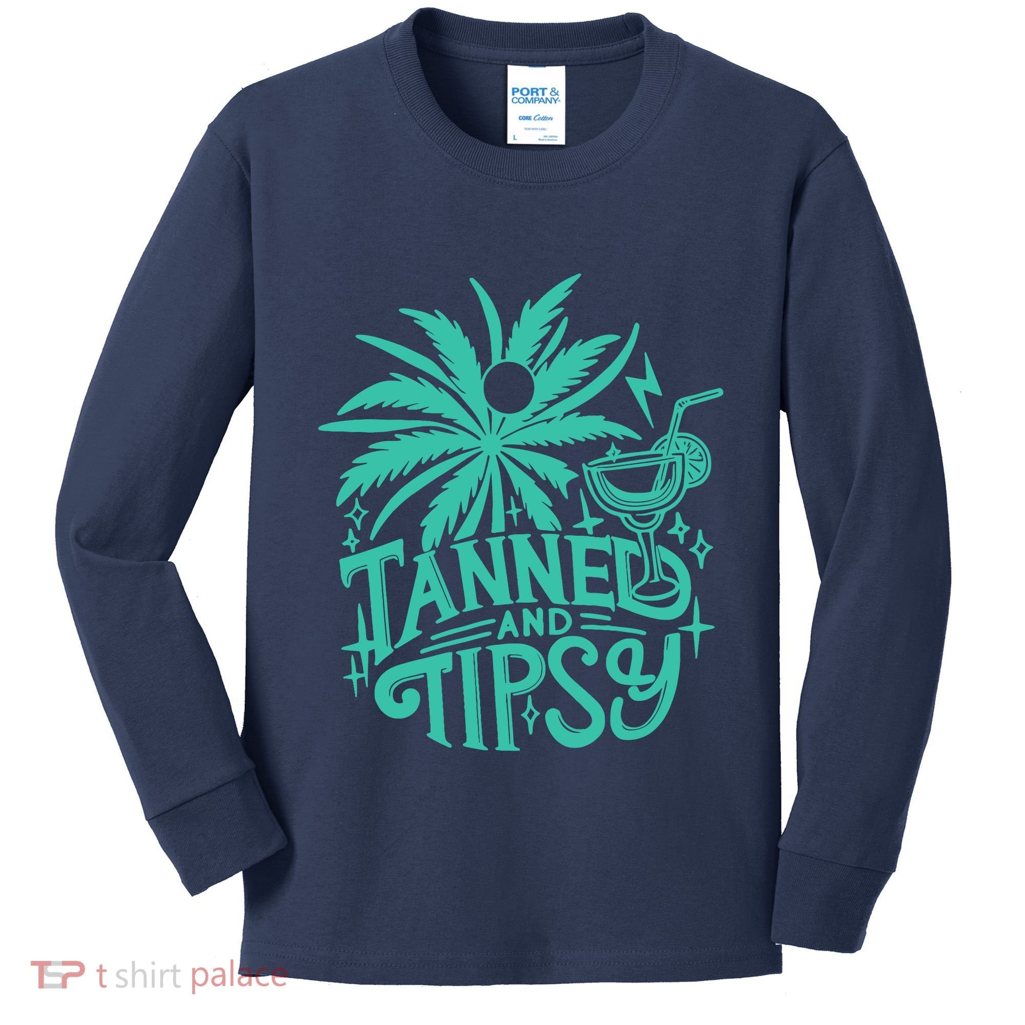 Retro Tanned And Tipsy Beach Summer Vacation Funny Kids Long Sleeve Shirt