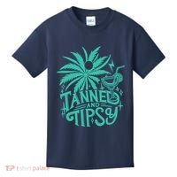 Retro Tanned And Tipsy Beach Summer Vacation Funny Kids T-Shirt thumb 0