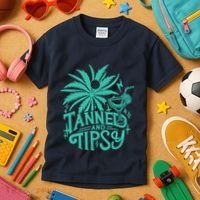 Retro Tanned And Tipsy Beach Summer Vacation Funny Kids T-Shirt thumb 3