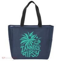 Retro Tanned And Tipsy Beach Summer Vacation Funny Tote Bag thumb 0