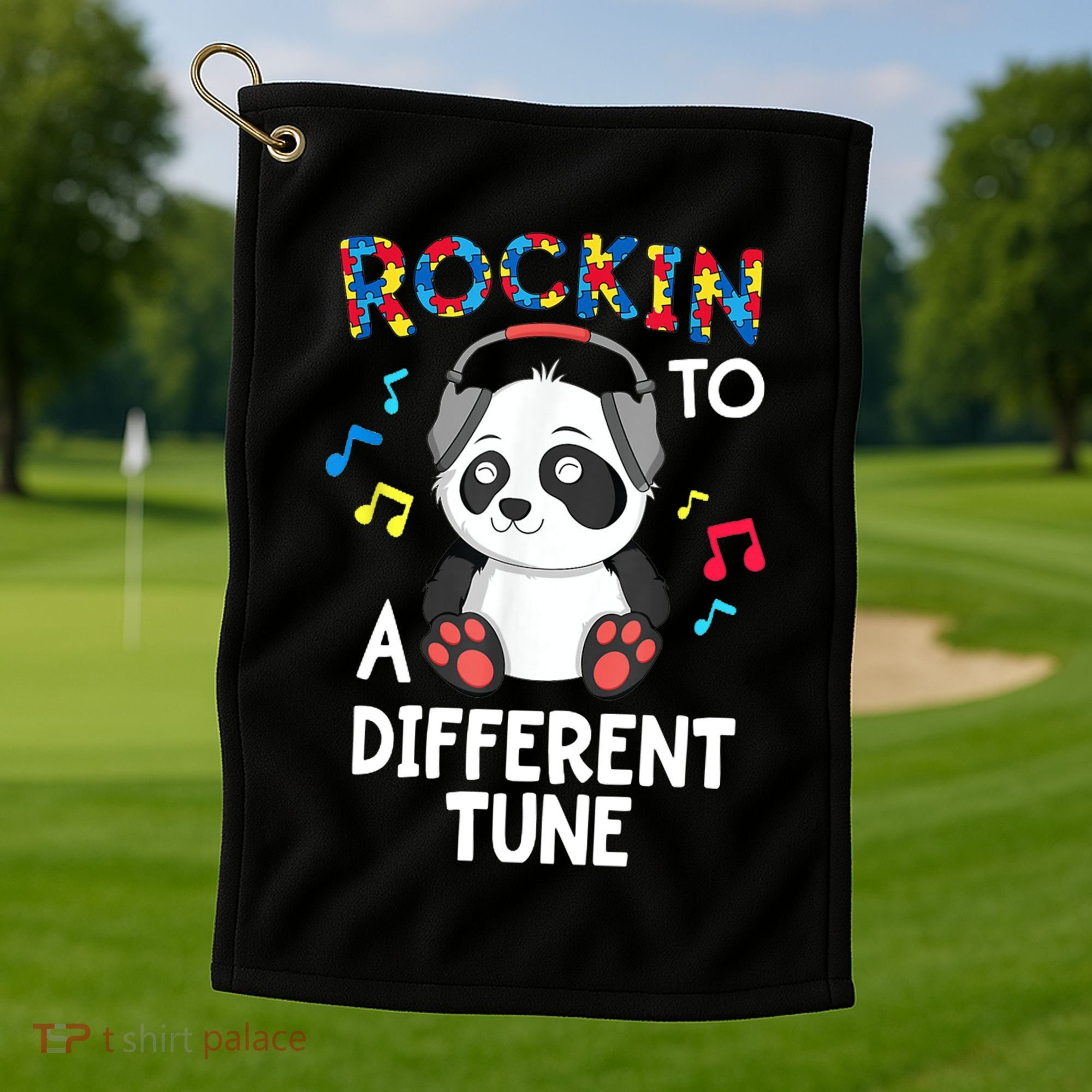 Rockin To A Different Tune Autism Awarness Golf Towel