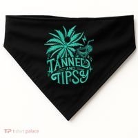 Retro Tanned And Tipsy Beach Summer Vacation USA-Made Doggie Bandana thumb 0