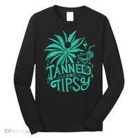Retro Tanned And Tipsy Beach Summer Vacation Long Sleeve Shirt thumb 0