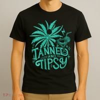 Retro Tanned And Tipsy Beach Summer Vacation T-Shirt thumb 3