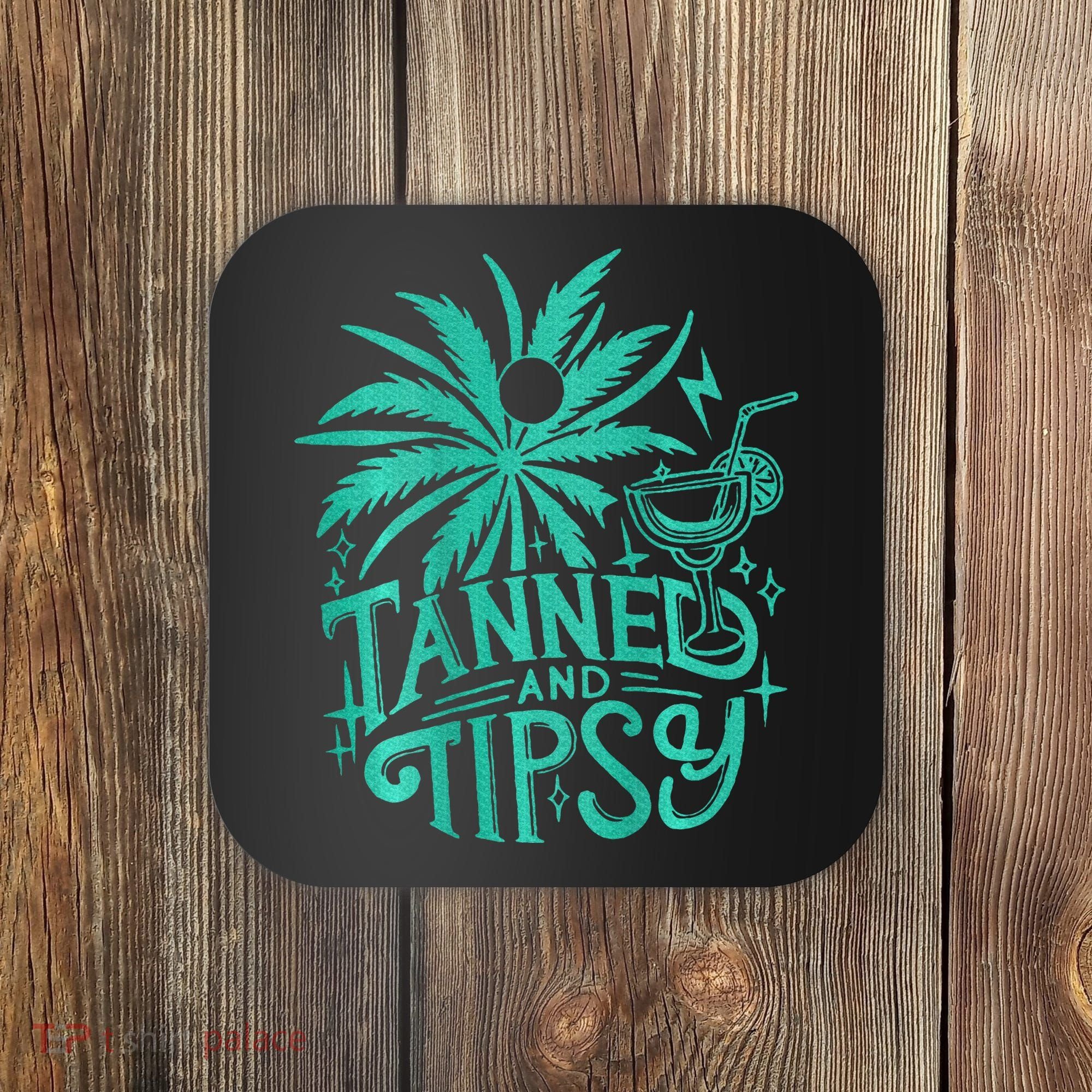 Retro Tanned And Tipsy Beach Summer Vacation Coaster