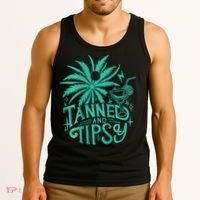Retro Tanned And Tipsy Beach Summer Vacation Tank Top thumb 3