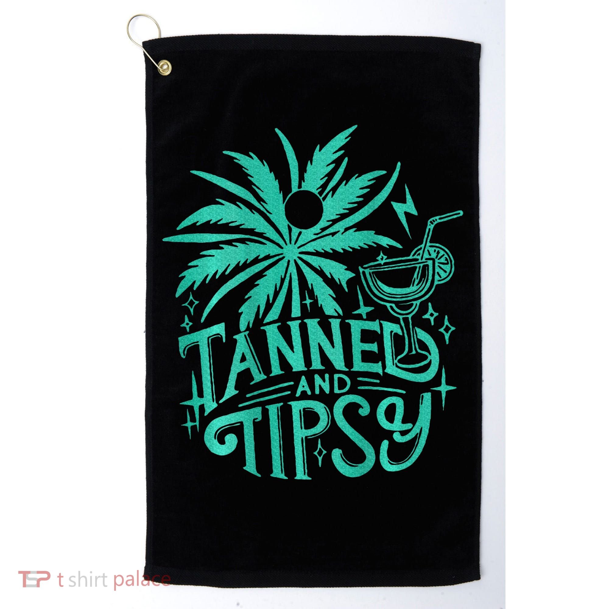 Retro Tanned And Tipsy Beach Summer Vacation Golf Towel