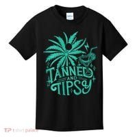 Retro Tanned And Tipsy Beach Summer Vacation Kids T-Shirt thumb 0