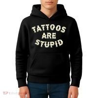 retro Tattoos Are Stupid Kids Hoodie thumb 4