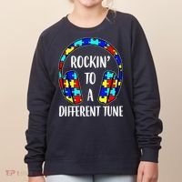 Rockin To A Different Tune Autism Awareness Women's Sweatshirt thumb 0