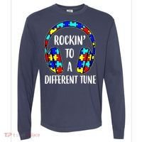 Rockin To A Different Tune Autism Awareness Comfort Colors Heavyweight Long Sleeve T-Shirt thumb 0