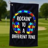 Rockin To A Different Tune Autism Awareness Golf Towel thumb 1