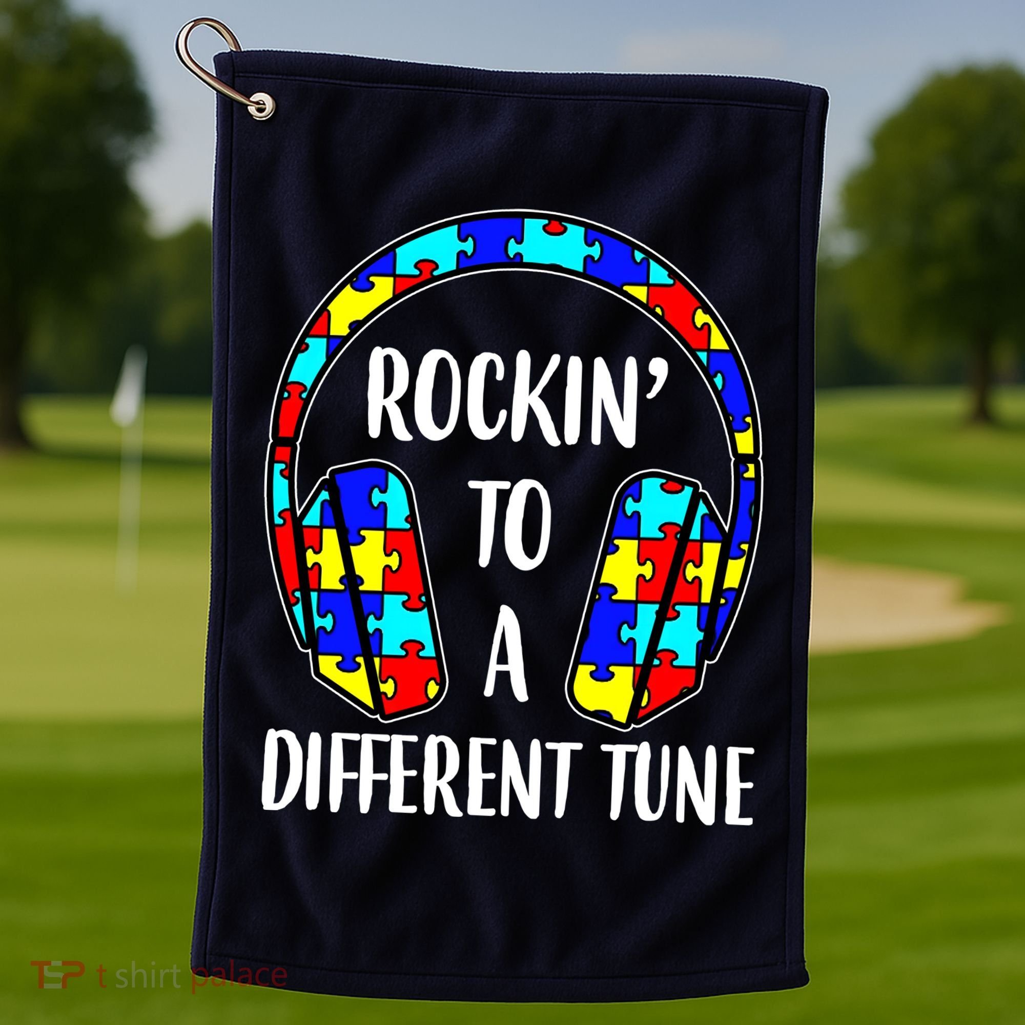 Rockin To A Different Tune Autism Awareness Golf Towel