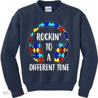 Rockin To A Different Tune Autism Awareness Kids Sweatshirt thumb 0