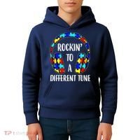 Rockin To A Different Tune Autism Awareness Kids Hoodie thumb 4