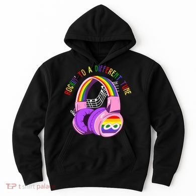 Rockin To A Different Tune Rainbow Autism Awareness Hoodie