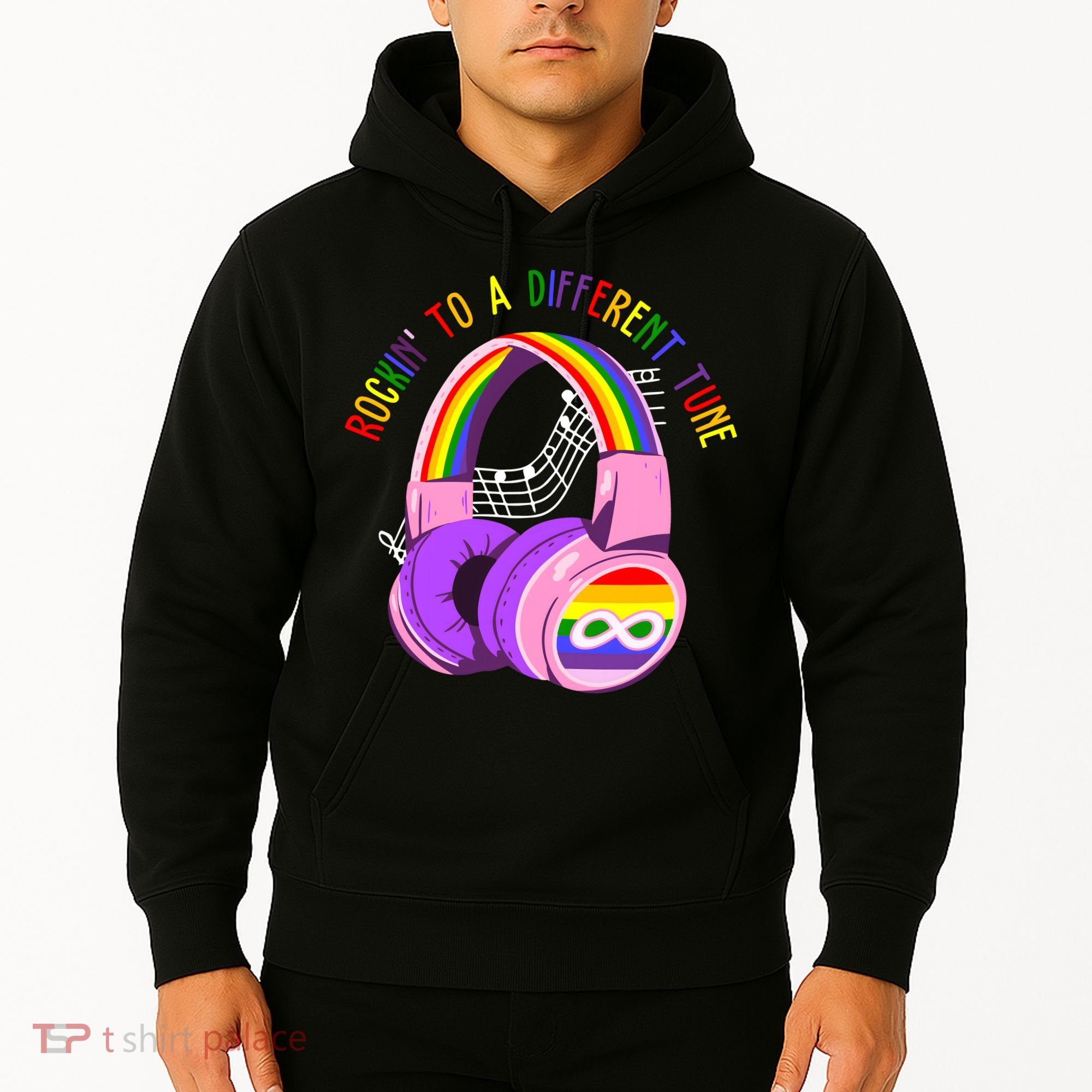 Rockin To A Different Tune Rainbow Autism Awareness Hoodie