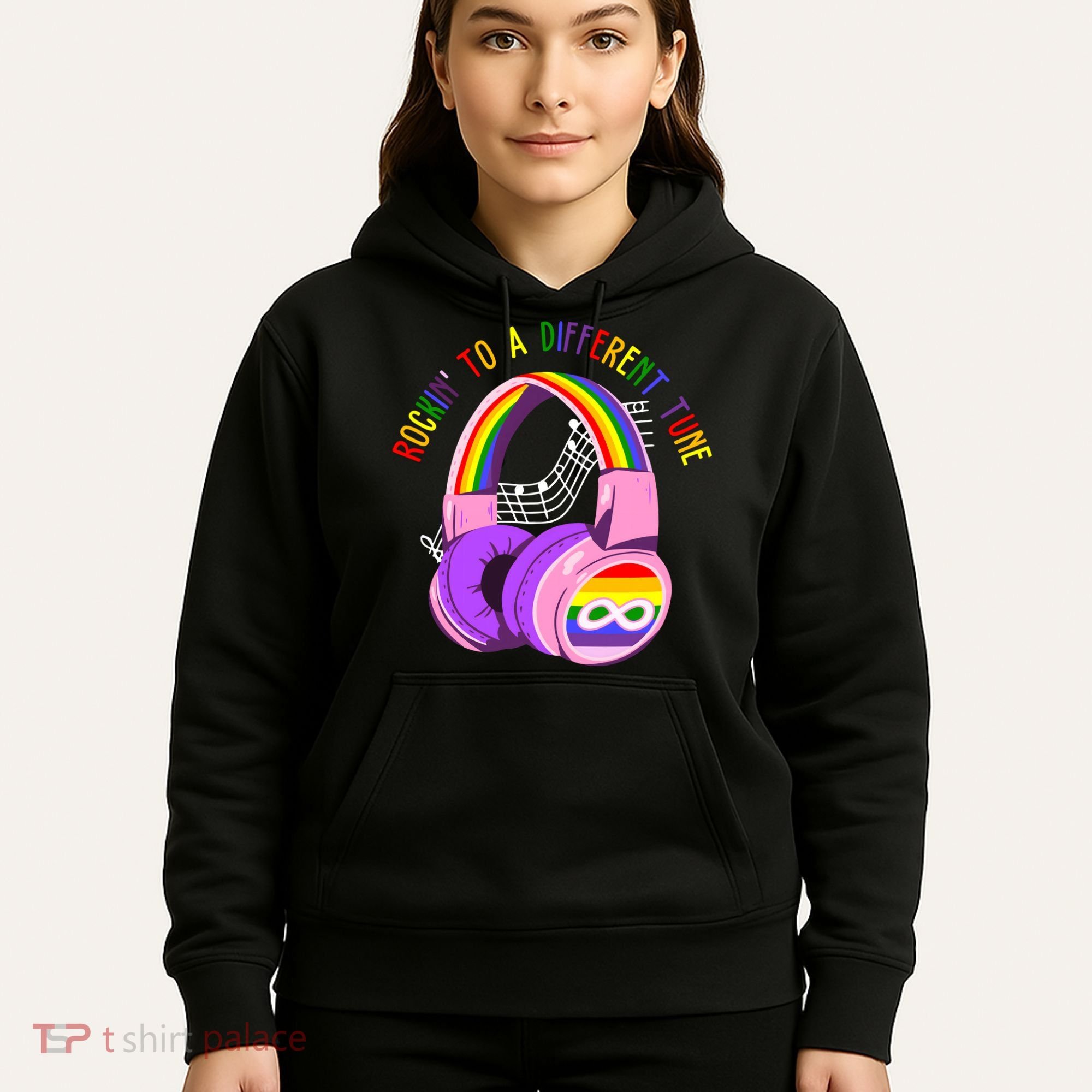 Rockin To A Different Tune Rainbow Autism Awareness Hoodie