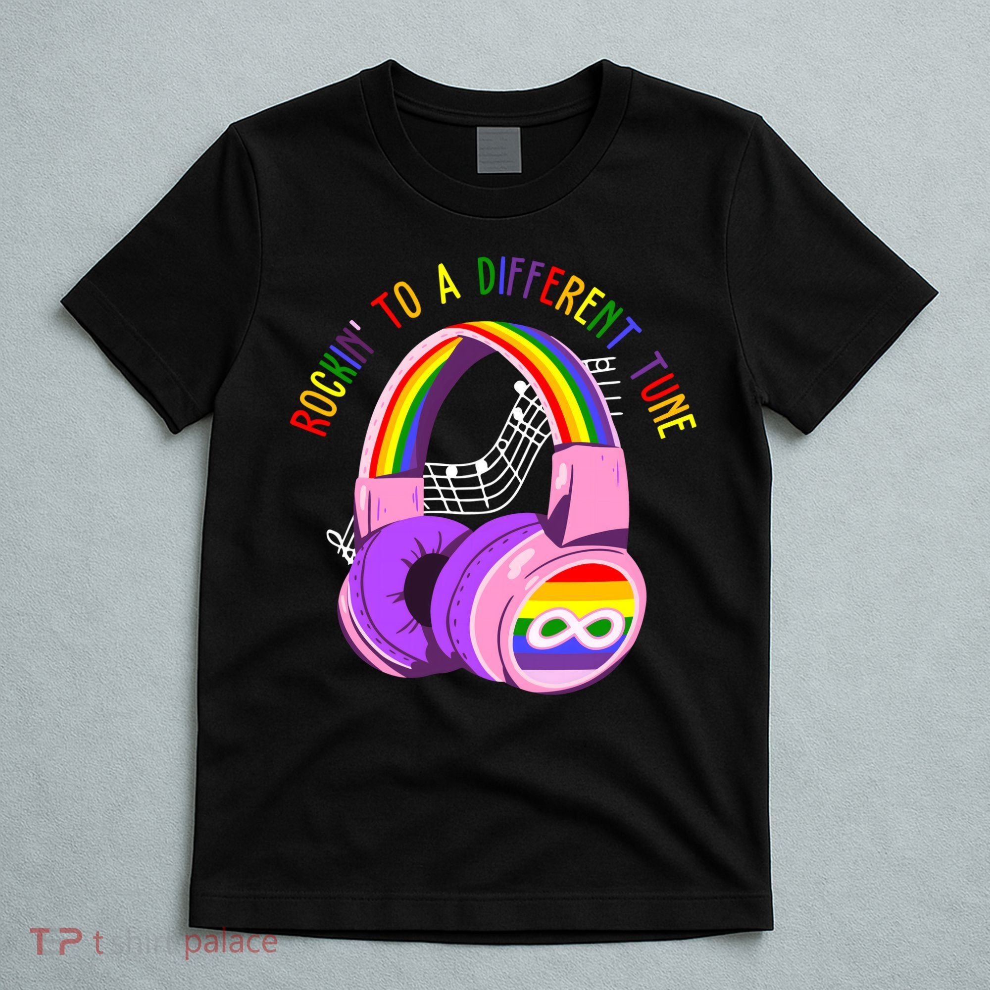 Rockin To A Different Tune Rainbow Autism Awareness T-Shirt