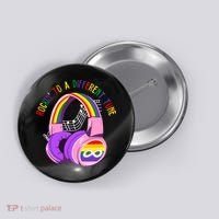 Rockin To A Different Tune Rainbow Autism Awareness Button thumb 0