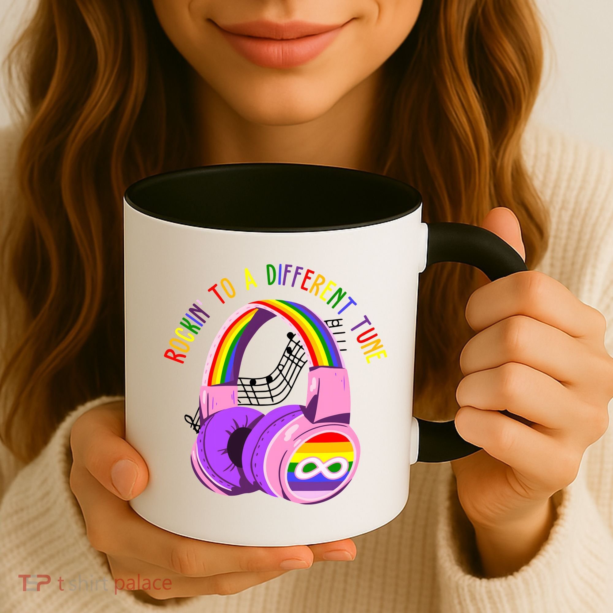 Rockin To A Different Tune Rainbow Autism Awareness Coffee Mug