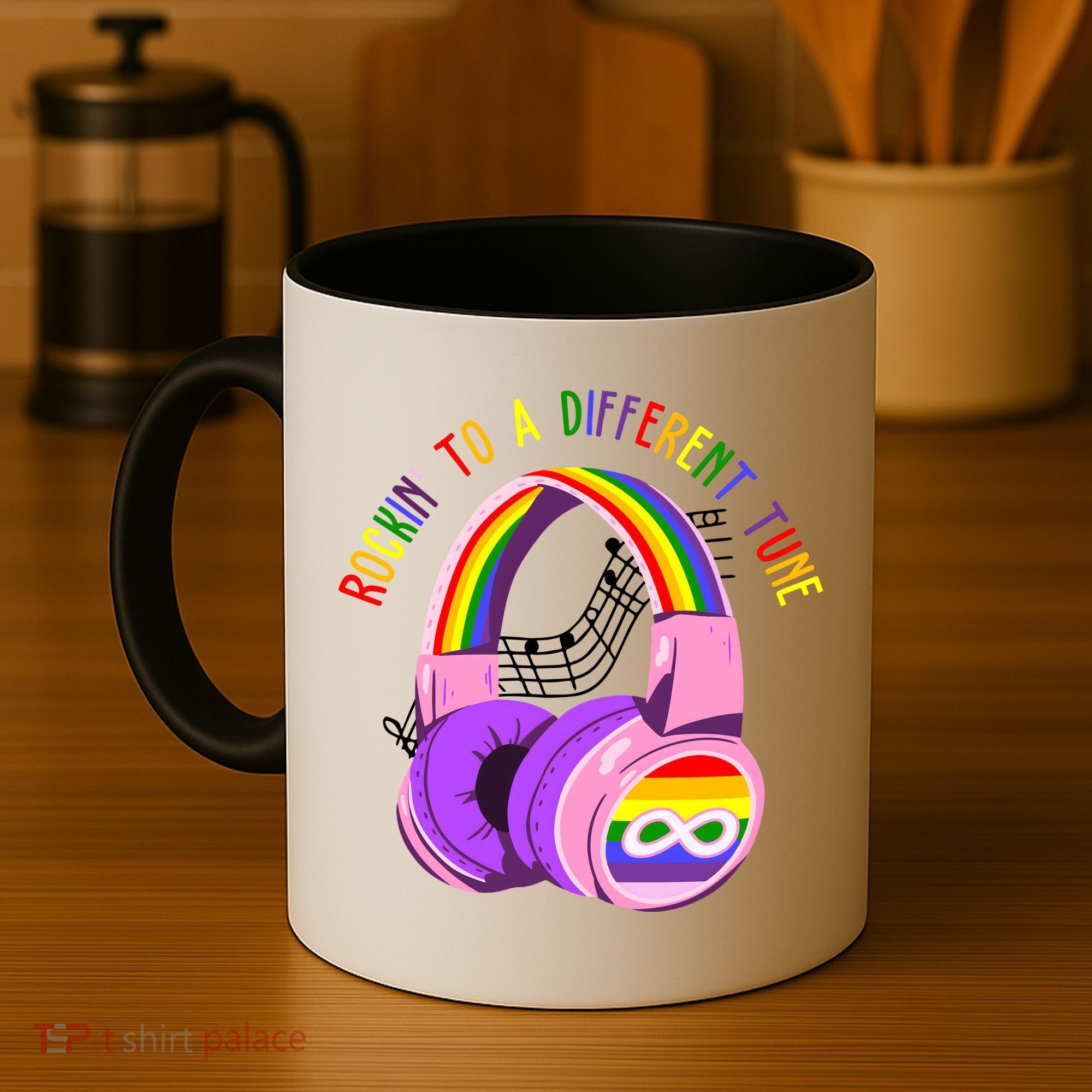 Rockin To A Different Tune Rainbow Autism Awareness Coffee Mug
